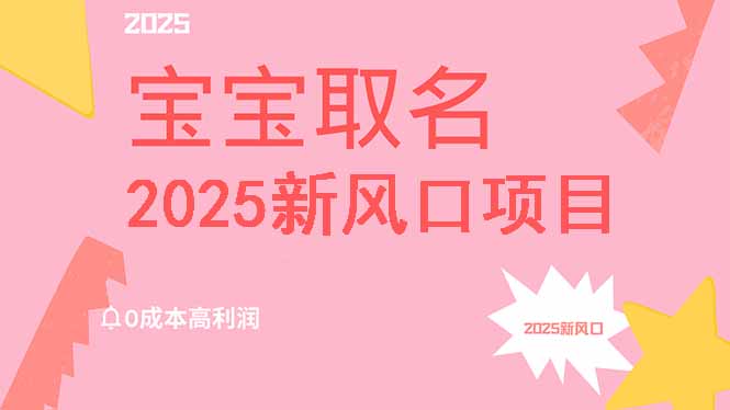 2025新风口项目宝宝取名，0成本高利润，附保姆级教程，月入过万不是梦-金易项目网