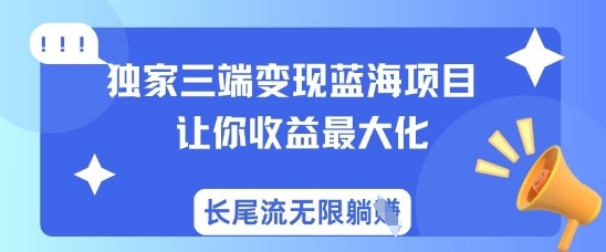 独家三端变现蓝海项目，让你收益最大化，长尾流无限躺挣-金易项目网