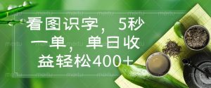 看图识字，5秒一单，单日收益轻松400+-金易项目网