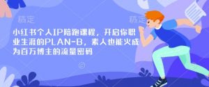 小红书个人IP陪跑课程，开启你职业生涯的PLAN-B，素人也能火成为百万博主的流量密码-金易项目网