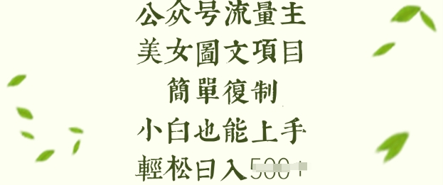流量主长期收益项目，美女图片简单复制，小白也能上手，轻松日入5张-金易项目网