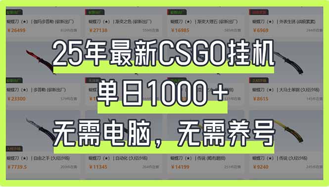 25年最新CSGO挂机系统，单日1000+，无需电脑，无需养号，0基础可上手-金易项目网