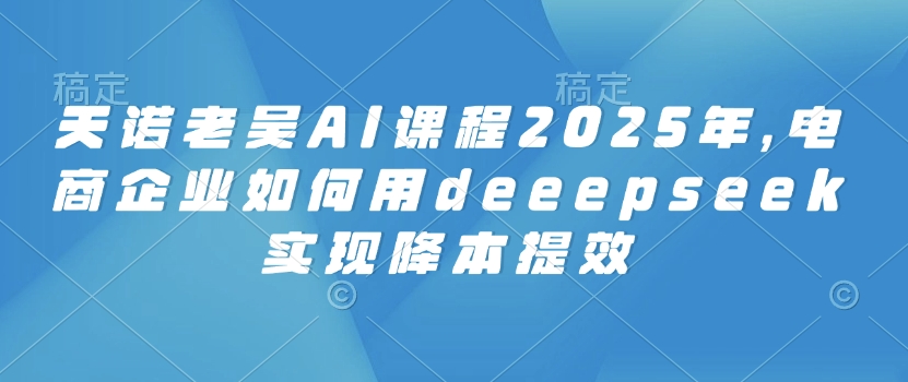 天诺老吴AI课程2025年，电商企业如何用deeepseek实现降本提效-金易项目网