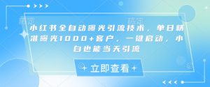 小红书全自动曝光引流技术，单日精准曝光1000+客户，一键启动，小白也能当天引流【揭秘】-金易项目网