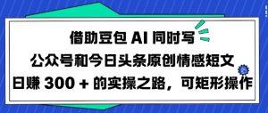 借助豆包AI同时写公众号和今日头条原创情感短文日入3张的实操之路，可矩形操作-金易项目网