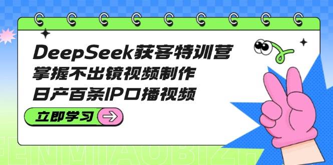 DeepSeek获客特训营：掌握不出镜视频制作，日产百条IP口播视频-金易项目网