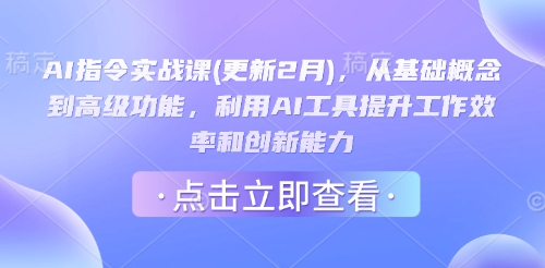 AI指令实战课(更新2月)，从基础概念到高级功能，利用AI工具提升工作效率和创新能力-金易项目网