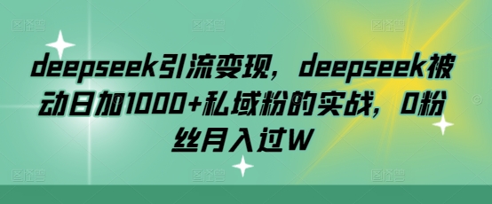 deepseek引流变现，deepseek被动日加1000+私域粉的实战，0粉丝月入过W-金易项目网
