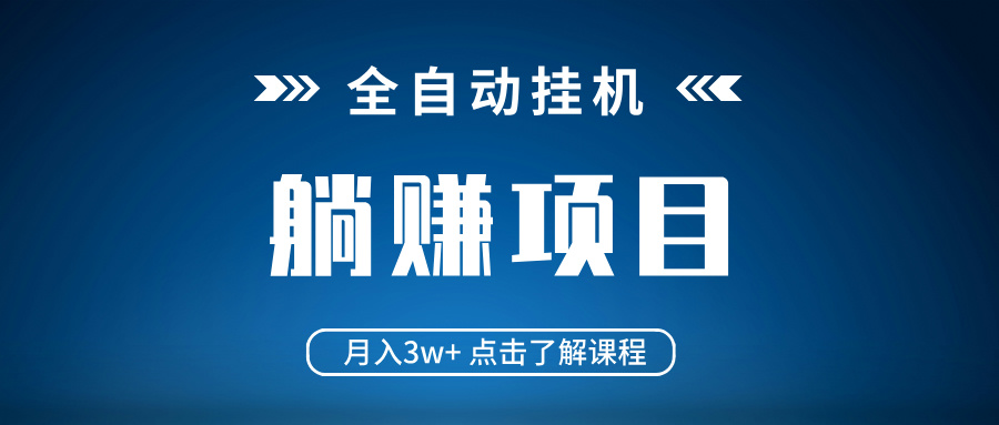 全自动挂机项目 月入3w+ 真正躺平项目 不吃电脑配置 当天见收益-金易项目网