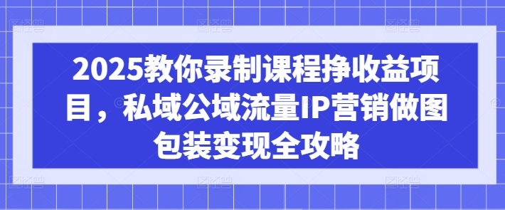 2025教你录制课程挣收益项目，私域公域流量IP营销做图包装变现全攻略-金易项目网