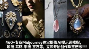 460+专业Midjourney珠宝摄影AI提示词戒指，项链-耳环-手链-宝石等，立即开始创作珠宝艺术-金易项目网