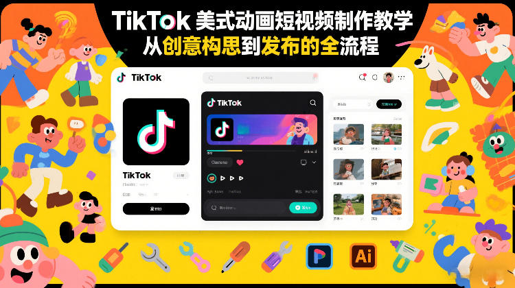 TikTok美式动画短视频制作教学，从创意构思到发布的全流程-金易项目网