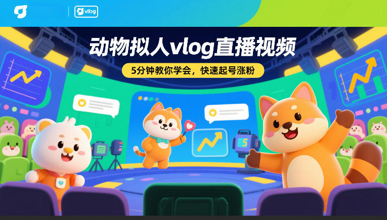 动物拟人vlog直播视频，5分钟教你学会，快速起号涨粉-金易项目网