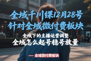 全域千川线下课12月28号，针对全域微付费板块，全域下的主播运营调整，全域怎么起号稳号放量-金易项目网