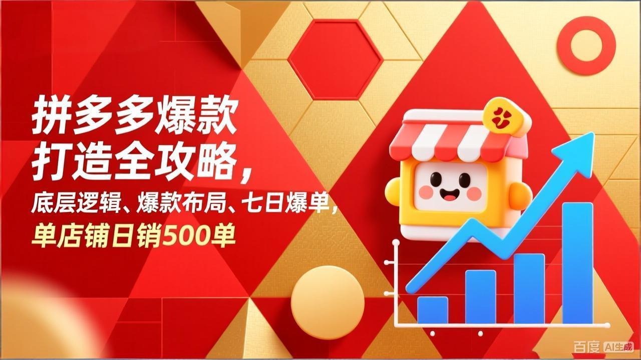 拼多多爆款打造全攻略，底层逻辑、爆款布局、七日爆单，单店铺日销500单-金易项目网