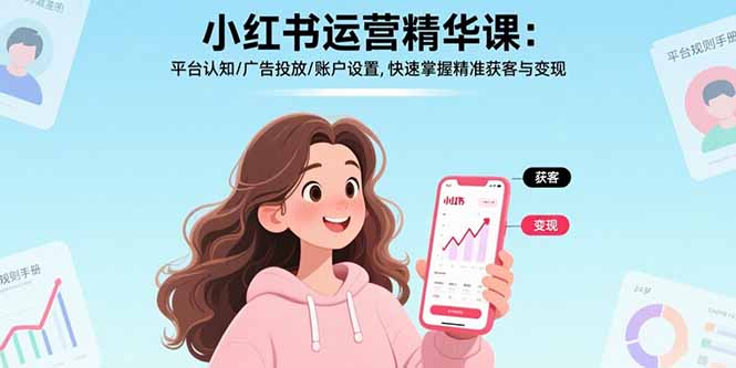 小红书运营精华课-更新：平台认知/广告投放/账户设置,快速掌握精准获客与变现-金易项目网