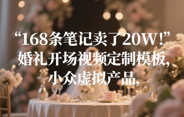 168条笔记卖了20W！婚礼开场视频定制模板，小众虚拟产品-金易项目网