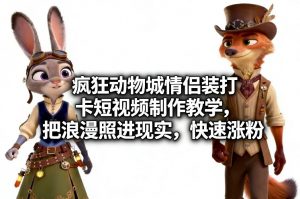 疯狂动物城情侣装打卡短视频制作教学，把浪漫照进现实，快速涨粉-金易项目网