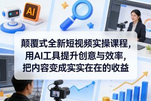 颠覆式全新短视频实操课程，用AI工具提升创意与效率，把内容变成实实在在的收益-金易项目网
