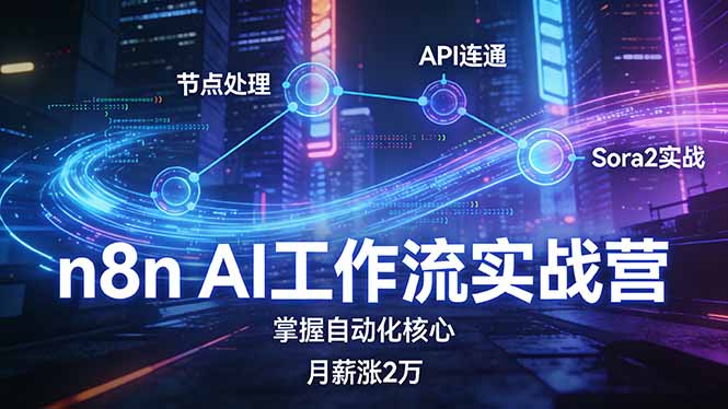 n8n AI工作流实战营，节点处理+API连通+Sora2实战，掌握自动化核心月薪涨2万-金易项目网