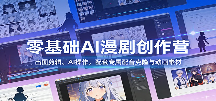 零基础AI漫剧创作营：出图剪辑、AI操作，配套专属配音克隆与动画素材-金易项目网