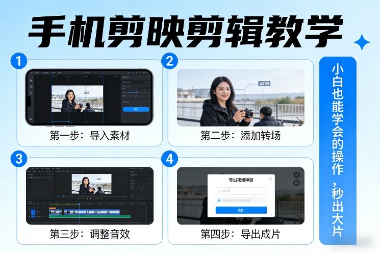 手机剪映剪辑教学，小白也能学会的操作，秒出大片-金易项目网