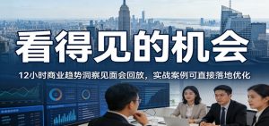 2026看得见的机会，12小时商业趋势洞察见面会回放，实战案例可直接落地优化-金易项目网