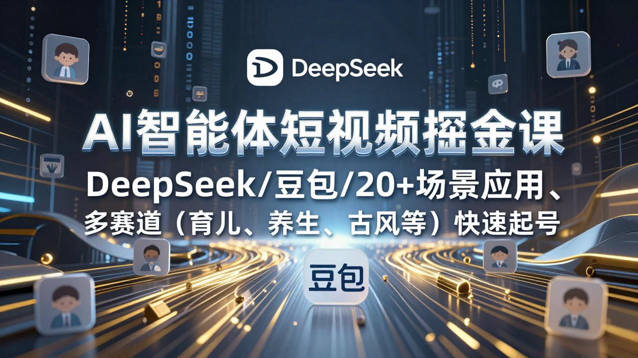 AI智能体短视频掘金课，DeepSeek/豆包/20+场景应用、多赛道(育儿、养生、古风等-金易项目网