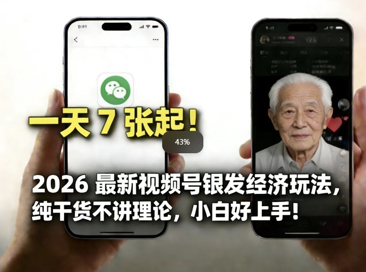 2026最新视频号银发经济玩法，轻松每天7张起，小白也可做-金易项目网
