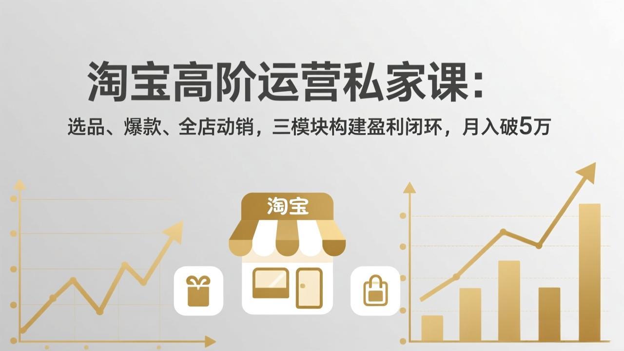 淘宝高阶运营私家课：选品、爆款、全店动销，三模块构建盈利闭环，月入破5万(更新26年2月-金易项目网