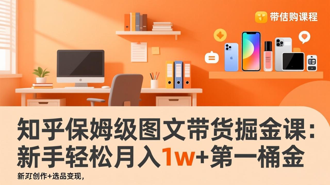 知乎保姆级图文带货掘金课：账号打造+爆文创作+选品变现，新手轻松月入1w+第一桶金-金易项目网
