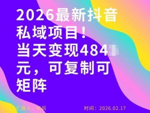 26年最新抖音私域玩法，当天变现4张+，可复制可粘贴，新手小白可做-金易项目网