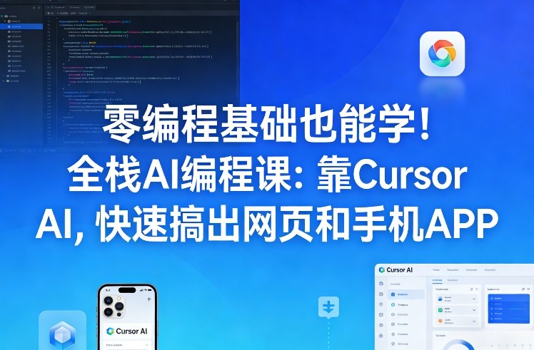 零编程基础也能学！全栈AI编程课：靠Cursor AI，快速搞出网页和手机APP-金易项目网