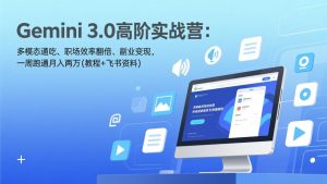 Gemini 3.0高阶实战营：多模态通吃、职场效率翻倍、副业变现，一周跑通月入两万(教程+飞书资料-金易项目网