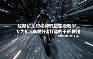 炫酷机车短视频剪辑实操教学，专为机车爱好者打造的干货教程，零基础也能轻松上手-金易项目网