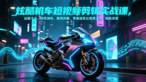 炫酷机车短视频剪辑实战课，运镜卡点、特效调色、案例拆解，零基础剪出高赞大片，吸粉变现-金易项目网