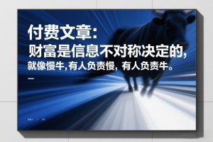 付费文章：财富是信息不对称决定的，就像慢牛，有人负责慢，有人负责牛-金易项目网