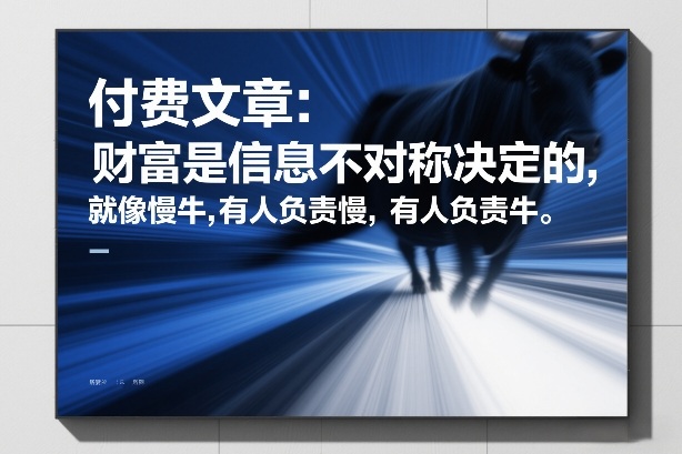 付费文章：财富是信息不对称决定的，就像慢牛，有人负责慢，有人负责牛-金易项目网