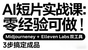 AI短片实战课：零经验可做，Midjourney+ElevenLabs双工具，3步搞定成品-金易项目网