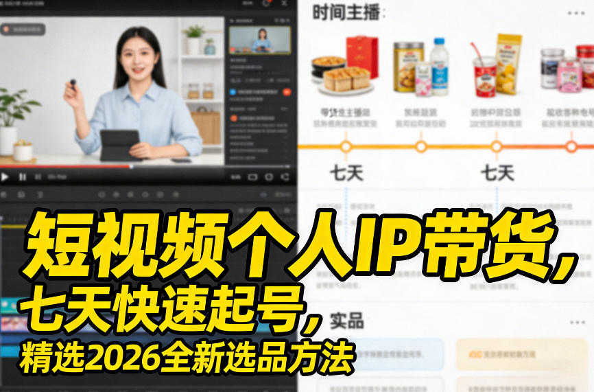 短视频个人IP带货，七天快速起号，精选2026全新选品方法-金易项目网