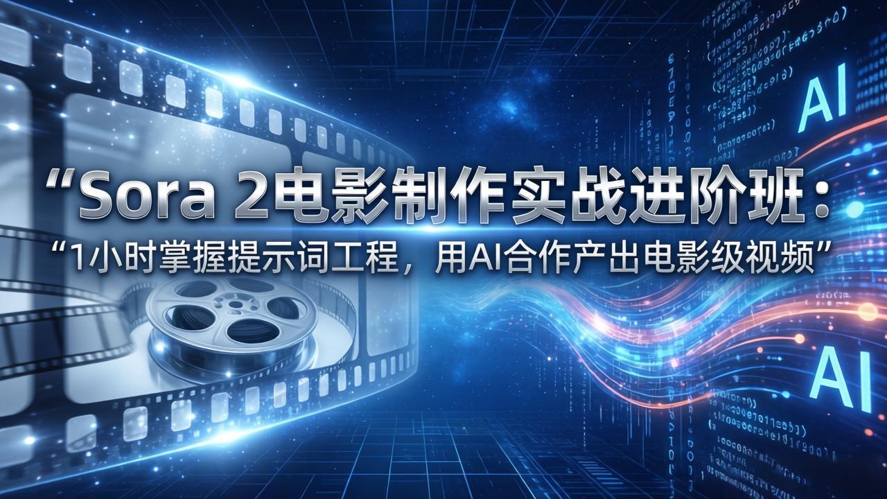 Sora 2电影制作实战进阶班：1小时掌握提示词工程，用AI合作产出电影级视频-金易项目网