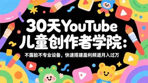 30天YouTube儿童创作者学院：不露脸不专业设备，快速搭建盈利频道月入过万-金易项目网