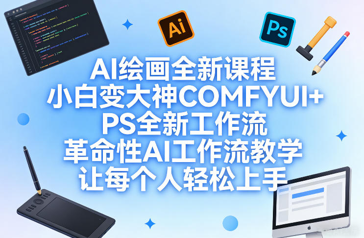 AI绘画全新课程，小白变大神COMFYUI+PS全新工作流，革命性AI工作流教学，让每个人轻松上手-金易项目网