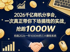2026千亿商机分享会，一次真正带你下场搞钱的实战，抢跑2026一年1000W的三大賺钱系统-金易项目网