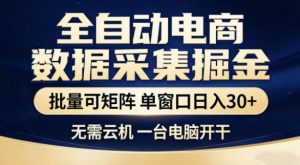 独家电商数据全自动采集项目，批量可矩阵，单窗口轻松日入3张+【揭秘】-金易项目网