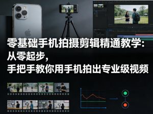 零基础手机拍摄剪辑精通教学：从零起步，手把手教你用手机拍出专业级视频-金易项目网