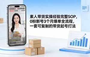 素人短视频带货实操经验完整SOP，0粉新号3个月爆单全流程，一套可复制的带货起号打法-金易项目网