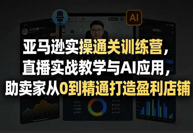 亚马逊实操通关训练营，直播实战教学与AI应用，助卖家从0到精通打造盈利店铺(更新3月)-金易项目网