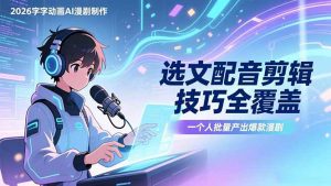 2026字字动画AI漫剧制作-1期，选文配音剪辑技巧全覆盖，一个人就能批量产出爆款漫剧-金易项目网