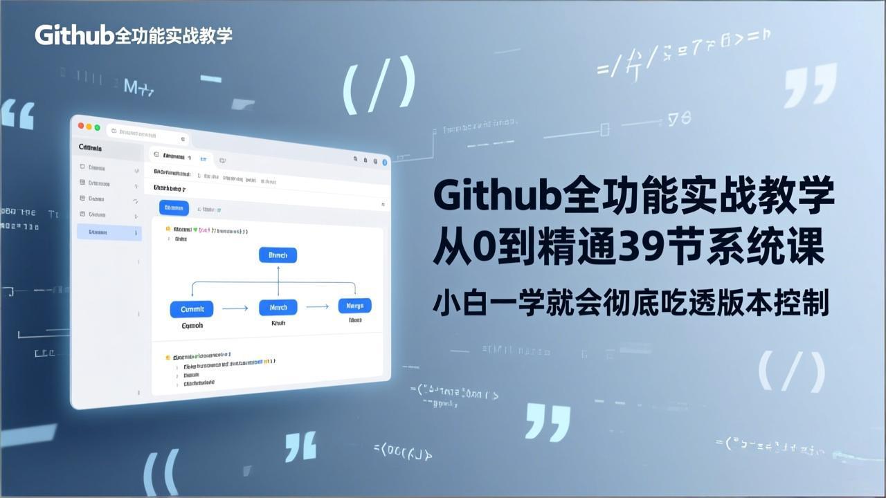 GitHub-全功能实战教学，从0到精通39节系统课，小白一学就会彻底吃透版本控制-金易项目网